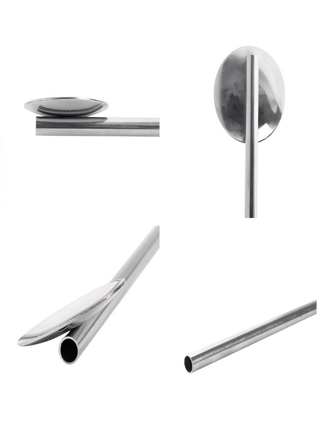 TOPTIE 12 PCS Spoon Straws Stirrer Stainless Steel Drinking Straw Reusable Cocktail Spoons-Silver - Image 5